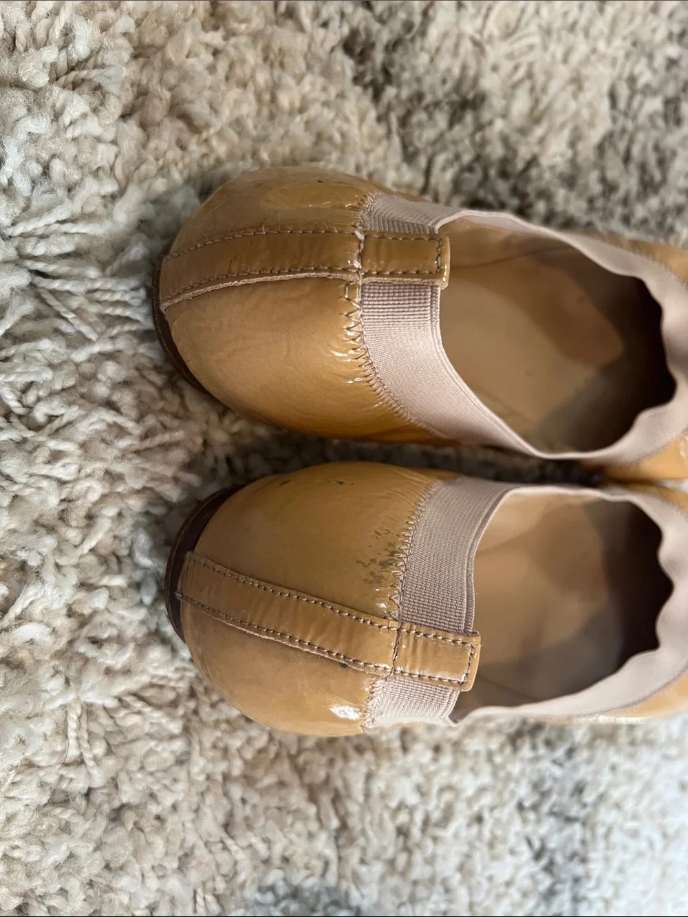 TORY BURCH Patent Leather Ballet Flats in Tan and Black - 2 Pairs!